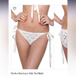 Hanky Panky Peek-a-Boo Lace Side Tie Bikini NWT Size Small